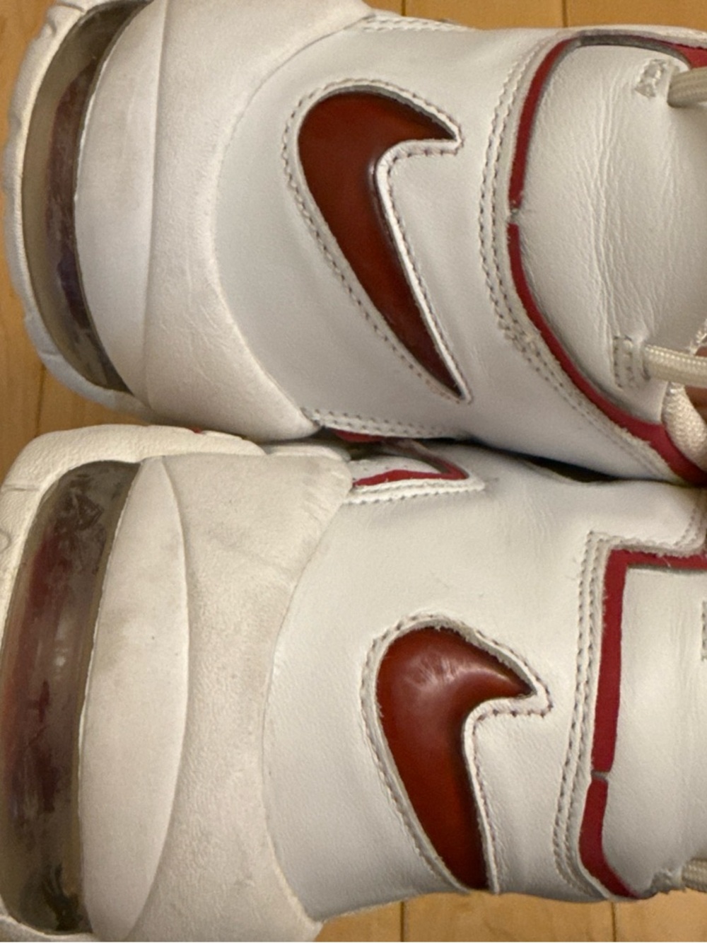 Nike White & Red mens Air More Uptempo Basketball Sneakers Sz 10 - Picture 12 of 16